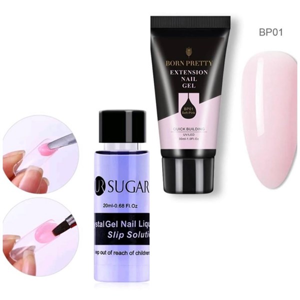Born Pretty Poly Jel ve Jel likit seti - Soft pink - detay görseli 1