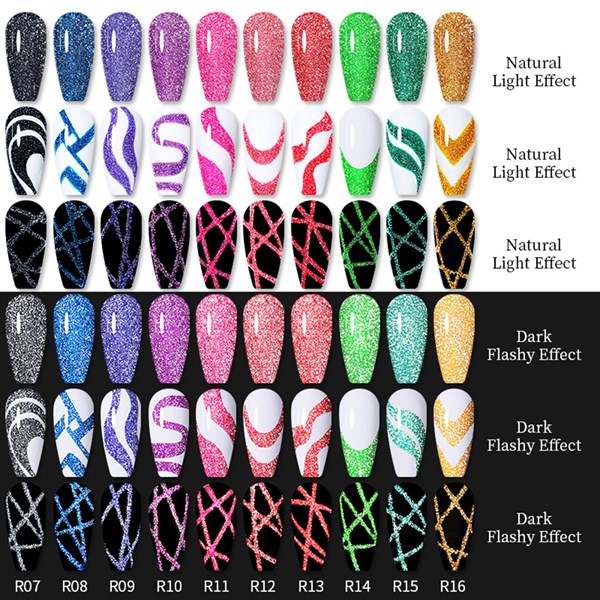 Lily Cute Reflective Glitter Nail art çizim ojesi R08 (54152-2) - detay görseli 3
