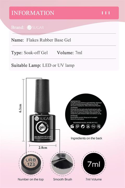 Kalıcı oje Flakes Rubber Base 7 ml URB124