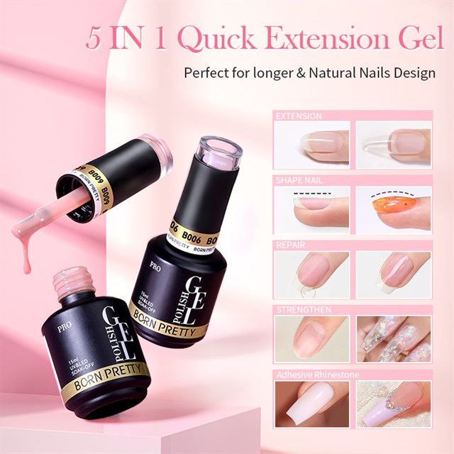 BORN PRETTY PRO 15ml BIAB HEMA Free Quick Building Nail Extension Gel B001 (59654)